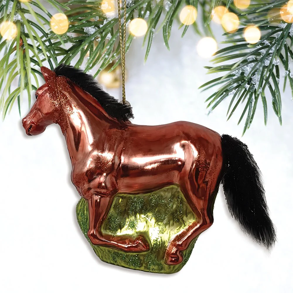 American Quarter Horse Glass Christmas Ornament, Equestrian Gift - Image 3