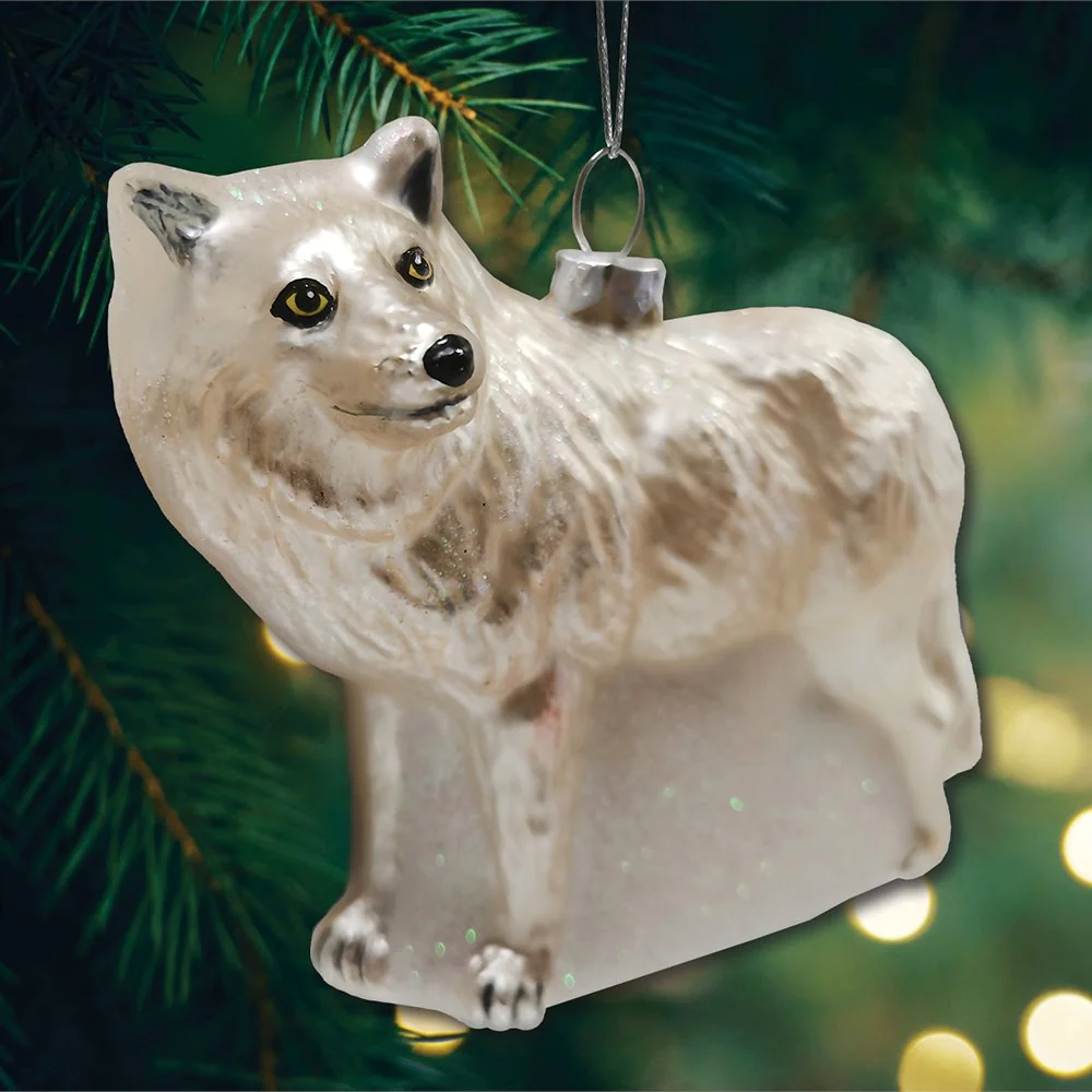 Arctic Winter Wolf Christmas Ornament - Image 4