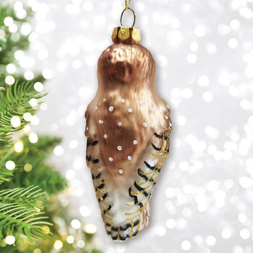 Classic Barn Owl Glass Christmas Ornament - Image 4