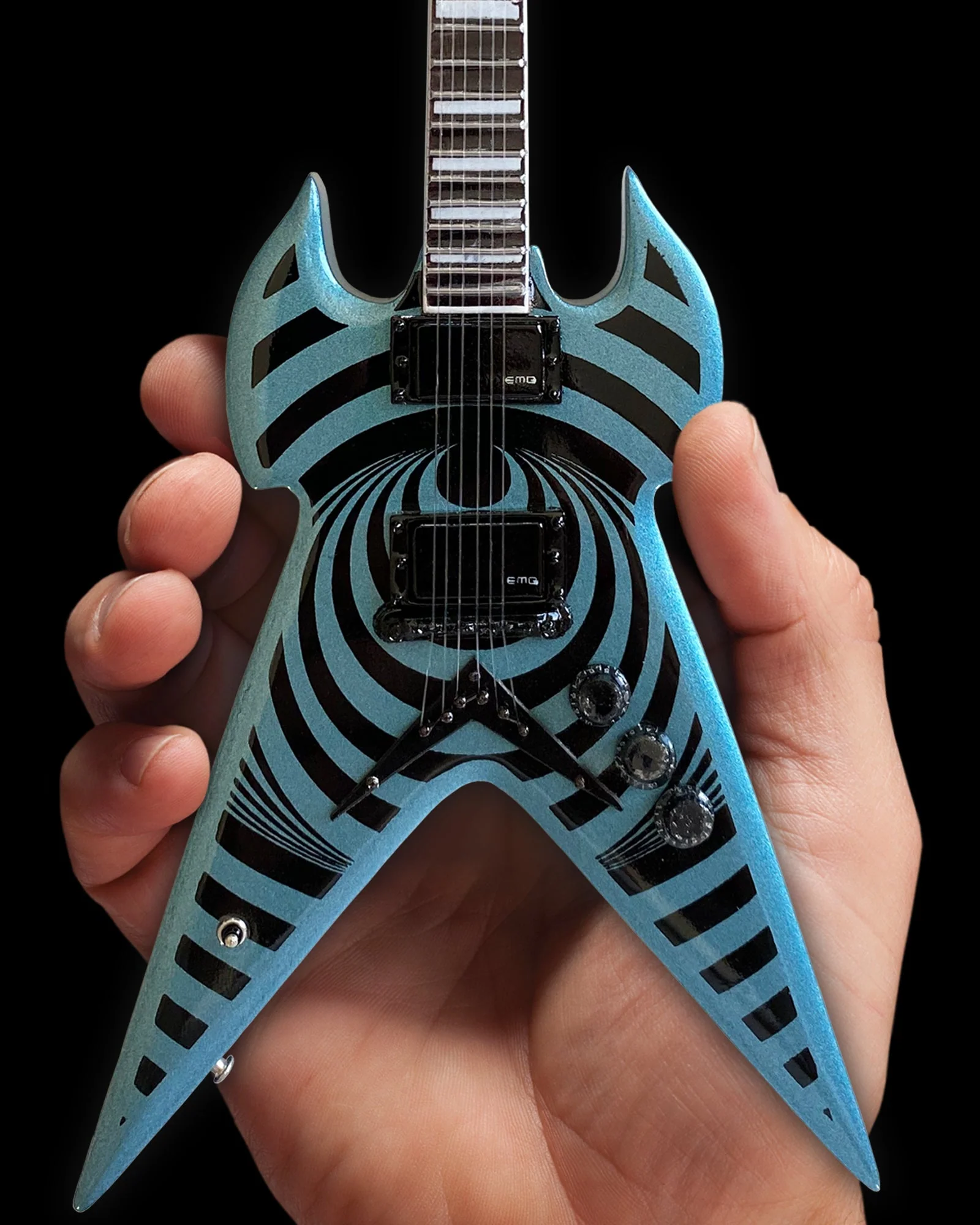 Zakk Wylde WARHAMMER Pelham Blue Vertigo Mini Guitar Replica Collectible - Image 3
