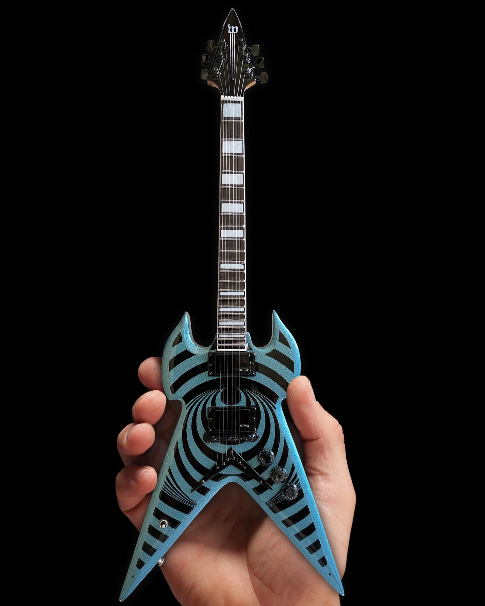 Zakk Wylde WARHAMMER Pelham Blue Vertigo Mini Guitar Replica Collectible - Image 4